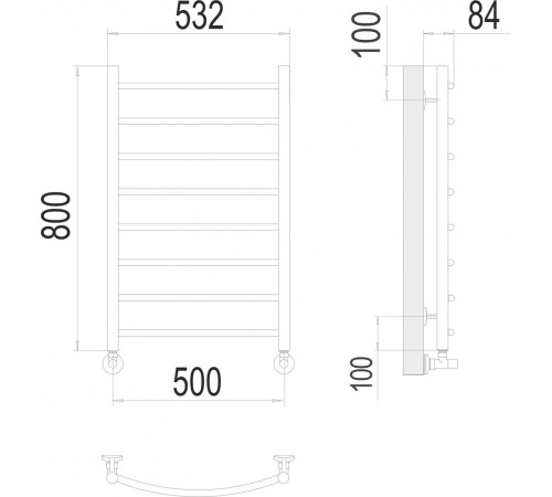 Полотенцесушитель TERMINUS Классик П8 500x800 RAL 9003