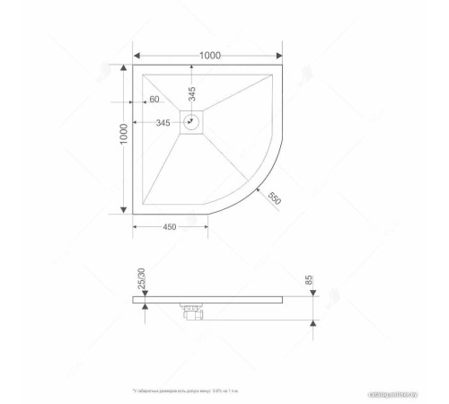 Душевой поддон RGW ST/R-W 16153100-01 100x100