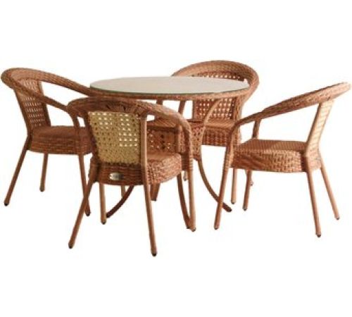 Обеденная группа Aiko Rattan Deco 7035П круглый бежевый