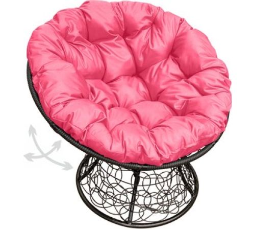 Кресло M-Group Папасан пружинка 12050408 черный ротанг/розовая подушка