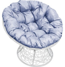 Кресло M-Group Папасан 12020109 белый ротанг/серая подушка
