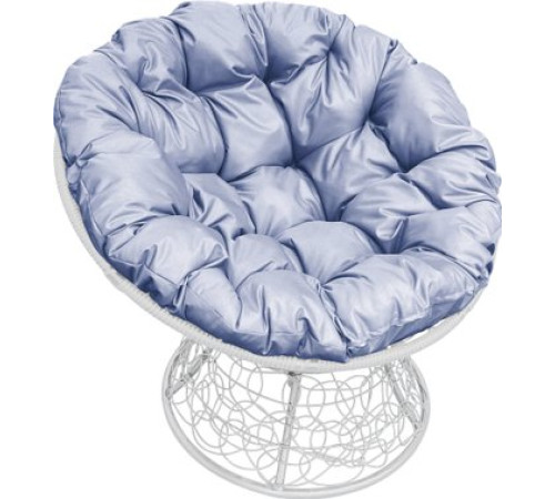 Кресло M-Group Папасан 12020109 белый ротанг/серая подушка