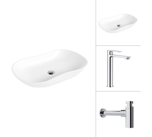 Умывальник Lauter 21570 + Moon 21СK81691C с сифоном 21635CH хром