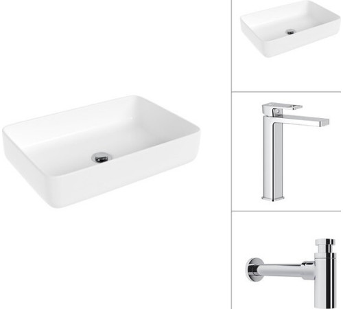 Умывальник Lauter 21487-50 + Cascade 21СК0655C с сифоном 21635CH хром
