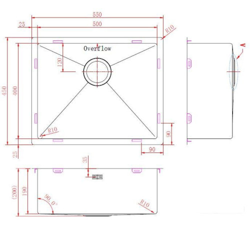 Кухонная мойка ZorG ZRN 4555 Premium PVD Gunblack