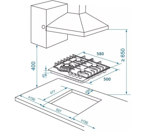Варочная панель ZorG HAG63 FDW gray