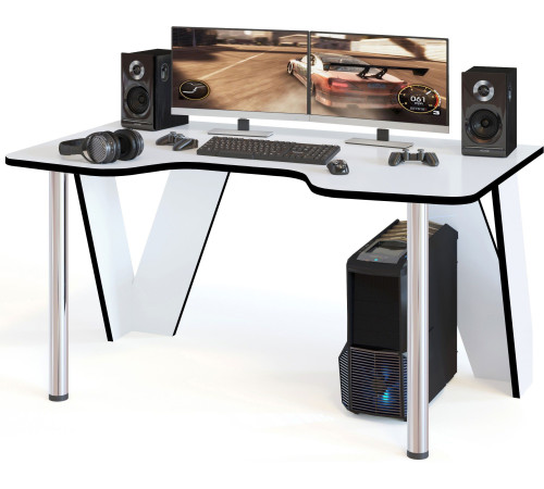 Геймерский стол Сокол КСТ-116 белый/черный