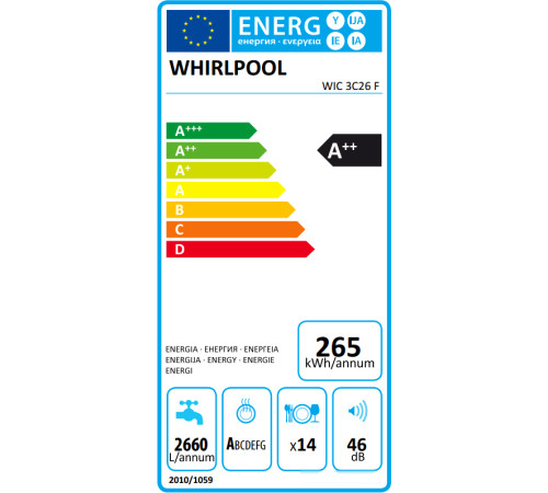 Встраиваемая посудомоечная машина Whirlpool WIC 3C26 F
