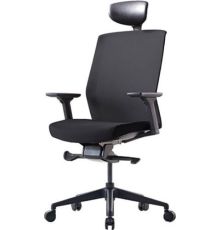 Офисное кресло Bestuhl J1 Black Pl с подголовником и подлокотником черная сетка/черная ткань