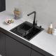 Кухонная мойка ARFEKA Eco AR мойка 450*500, коландер, дозатор BLACK DECOR MILLET GRAINS