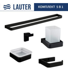 Набор аксессуаров для ванной Lauter 21SH7062 + 21SH7052 + 21SH7092 + 21SH7102 + 21SH8372 Matt Black, 5 предметов