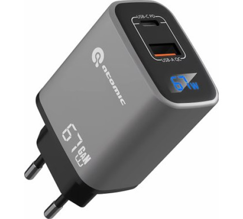 Сетевое зарядное Atomic Voyage G671 GAN 67W USB Type-C темно-серый