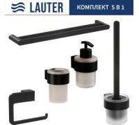 Набор аксессуаров для ванной Lauter 21TS3019 + 21TS3021 + 21TS3015 + 21TS3002 + 21TS3023 Matt Black, 5 предметов