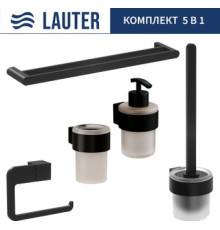 Набор аксессуаров для ванной Lauter 21TS3019 + 21TS3021 + 21TS3015 + 21TS3002 + 21TS3023 Matt Black, 5 предметов