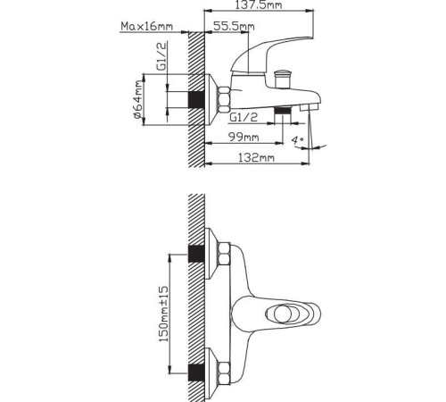 Смеситель Diadonna Д30-150