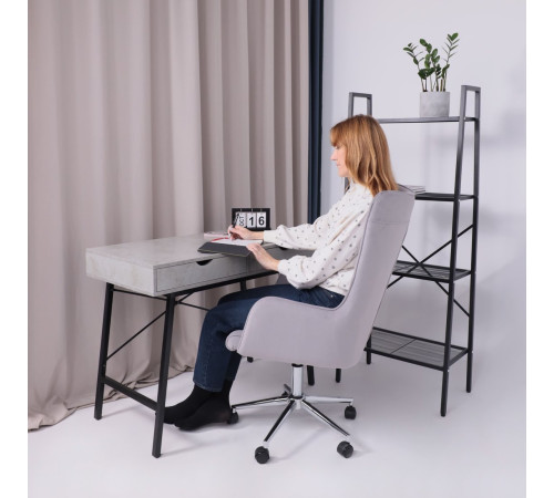 Офисное кресло AksHome Bella XL chrome Kiton 722 Smoke велюр/светло-серый