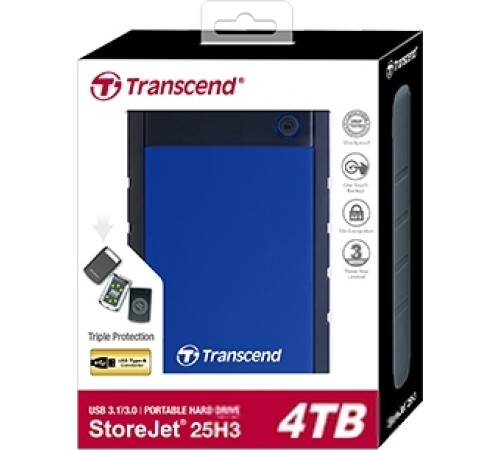 Внешний накопитель Transcend StoreJet 25H3 4TB синий