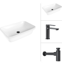 Умывальник Lauter 21370 + Moon 21СК691BS с сифоном 21635B черный матовый