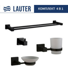 Набор аксессуаров для ванной Lauter 21SH6062 + 21SH6052 + 21SH6092 + 21SH6022 Matt Black, 4 предмета