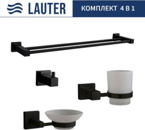 Набор аксессуаров для ванной Lauter 21SH6062 + 21SH6052 + 21SH6092 + 21SH6022 Matt Black, 4 предмета