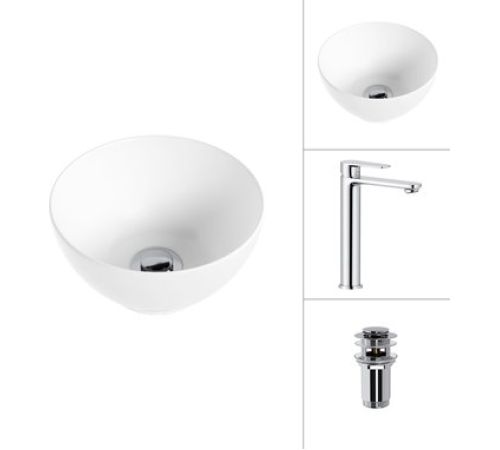 Умывальник Lauter 21601E + Moon 21СK81691C с донным клапаном 21190CH хром