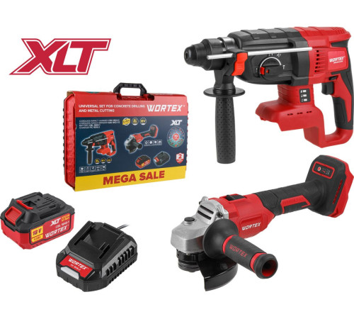 Wortex 1329852 перфоратор, болгарка, 1 АКБ, кейс