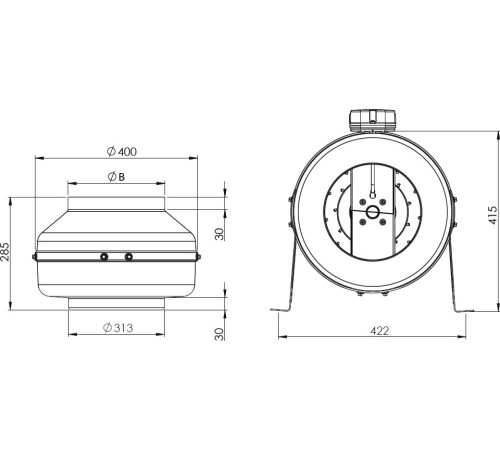 Радиальный вентилятор Bahcivan BDTX 315 В