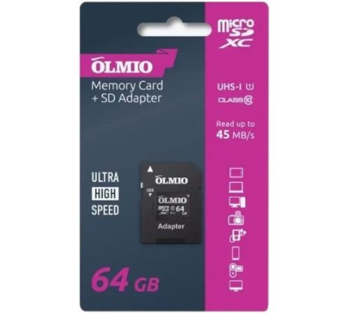 Карта памяти Olmio microSDXC 64GB UHS-I U3