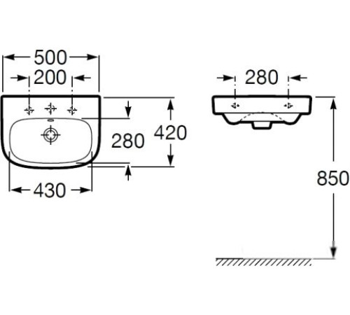 Умывальник Roca Debba 50x42 [32799600Y]