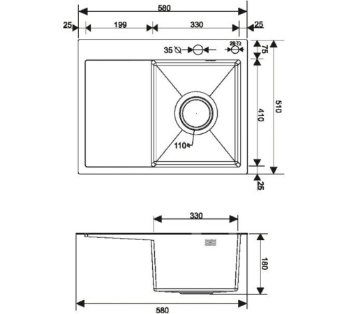 Кухонная мойка РМС MRK-5851BL-R с дозатором