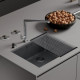 Кухонная мойка Roxen Uno 560210-54BS под столешницу графит/текстурная поверхность ролл-мат, дозатор, сифон