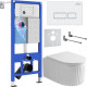 Унитаз подвесной Roxen Royal Matt в комплекте с инсталляцией StounFix Dual Fresh 6 в 1 968203 кнопка: белый