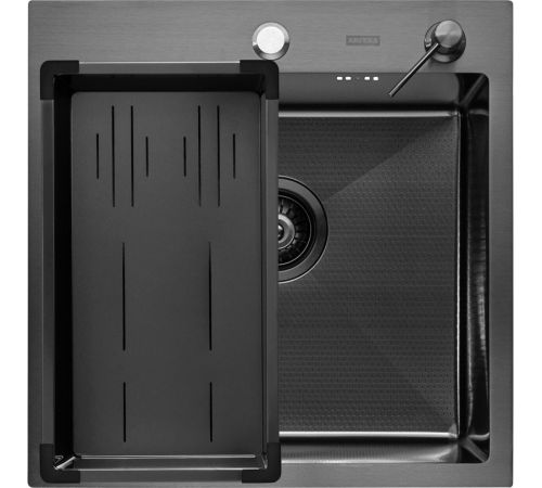 Кухонная мойка ARFEKA Eco AR мойка 500*500, коландер G, дозатор Black Decor