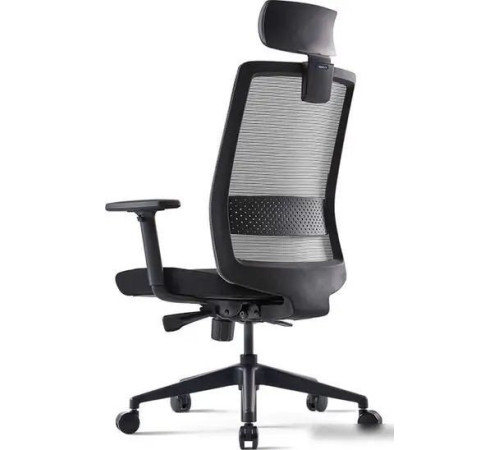 Офисное кресло Bestuhl S30 Black Pl с подголовником и подлокотником черная сетка/серая ткань