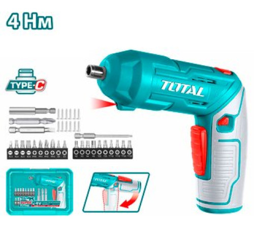 Электроотвертка Total TSDLI04425 с 1-им АКБ, кейс