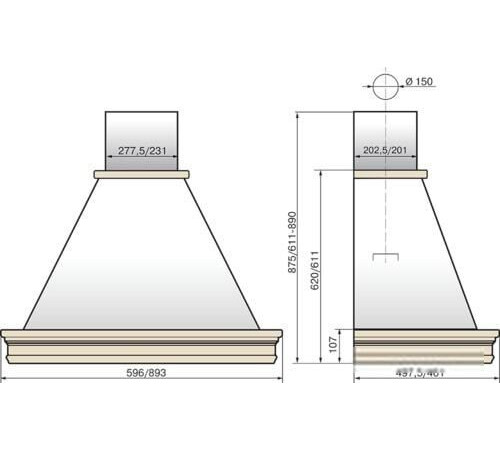 Кухонная вытяжка Elikor Вилла Валенсия 90П-650-П3Д топленое молоко/дуб неокрашенный 943928