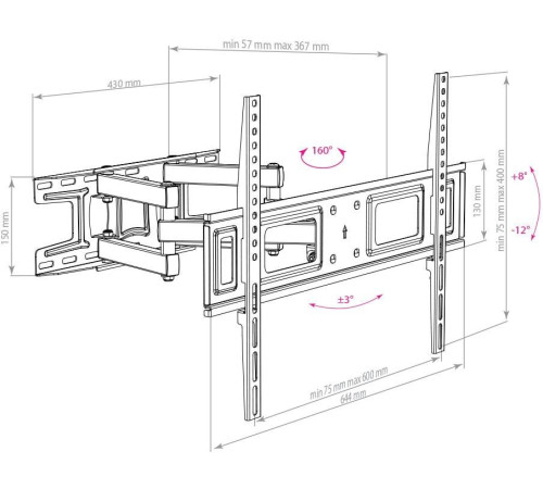 Кронштейн для телевизора Arm Media LCD-418 черный