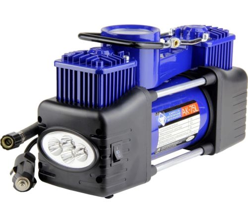 Автомобильный компрессор Nova Bright АК-75L двухпоршневой, мет. корпус, LED-фонарь, сумка
