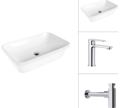 Умывальник Lauter 21370 + Moon 21СK691C с сифоном 21635CH хром