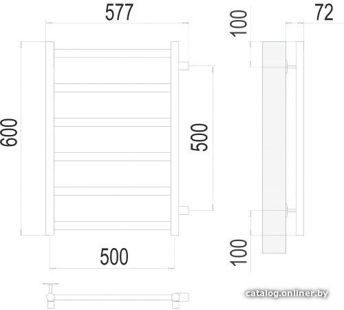 Полотенцесушитель TERMINUS Аврора П6 500x600 бп хром