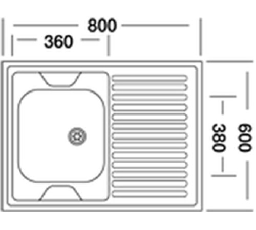 Кухонная мойка  Kromevye EC 220 D чаша слева