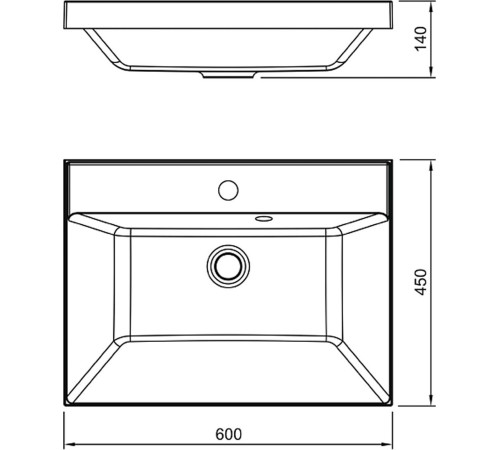 Умывальник Symbolite Asti 60x45 кварц, антрацит