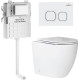 Унитаз приставной Roxen Antares в комплекте с инсталляцией Attach 5 в 1 966929 кнопка: белый, с хромированной окантовкой