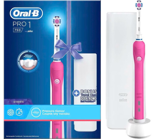 Электрическая зубная щетка Oral-B Pro 1 750 3D White D16.513.1UX розовый