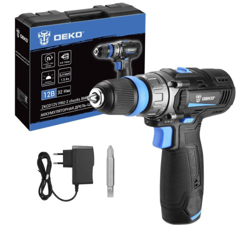Дрель-шуруповерт Deko ZKCD12V PRO 084-1013 с 2-мя АКБ, кейс