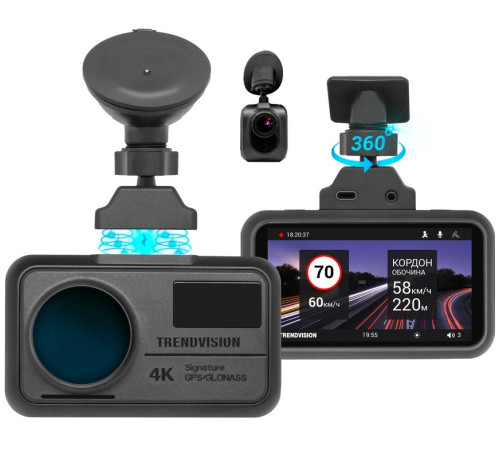 Видеорегистратор-GPS информатор 2в1 TrendVision TDR-725 Real 4K 2CH