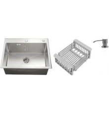 Кухонная мойка Schtoff Best Silver 6050 + коландер KR-1 GREY + дозатор SD-1 GREY