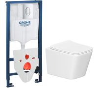 Унитаз подвесной Lauter Square 214903 + GROHE Rapid SL 39504000 + GROHE 37131000 округлая, хром