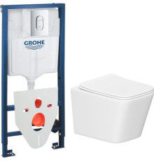 Унитаз подвесной Lauter Square 214903 + GROHE Rapid SL 39504000 + GROHE 37131000 округлая, хром