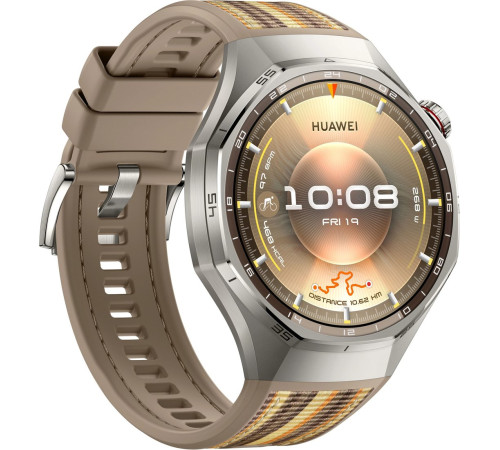 Умные часы Huawei Watch GT 6 Pro 46 мм серебристый, с коричневым плетеным ремешком, международная версия